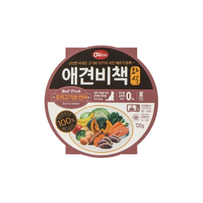 ♥임박 할인♥ 애견비책 화식사료 오리,연어 120g