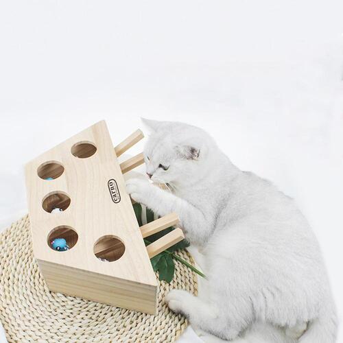 ♠[애구애구] 움직이는 고양이 원목 장난감 캣펀치
