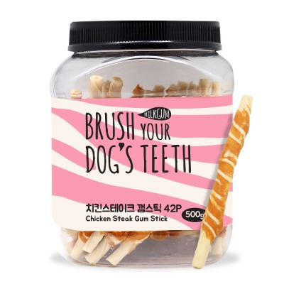 오프라인전용★Brush your dog&#039;s teeth 치킨스테이크 껌스틱 42p 500g★온라인판매금지